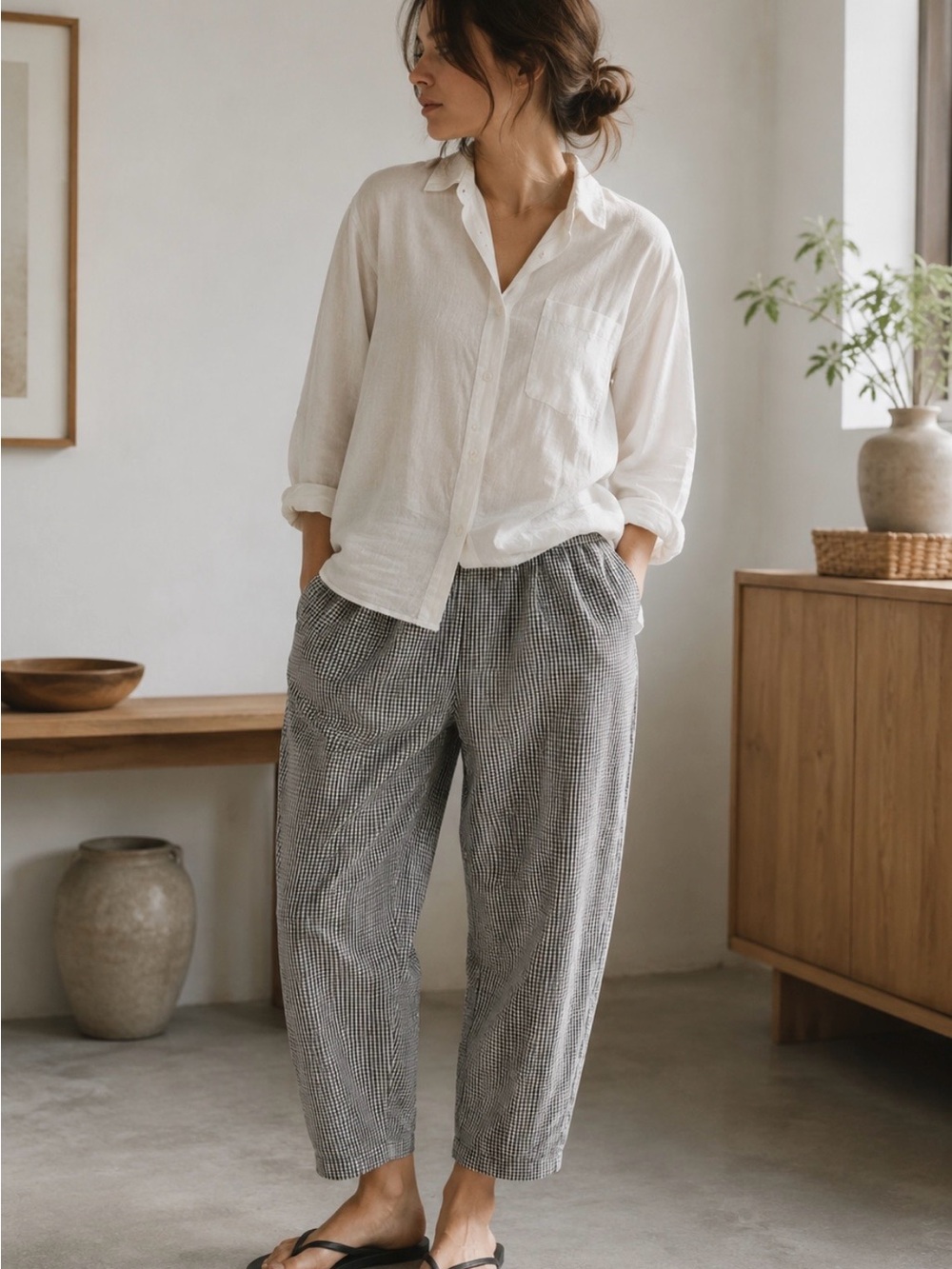 Danton France Gingham Easy Pants
